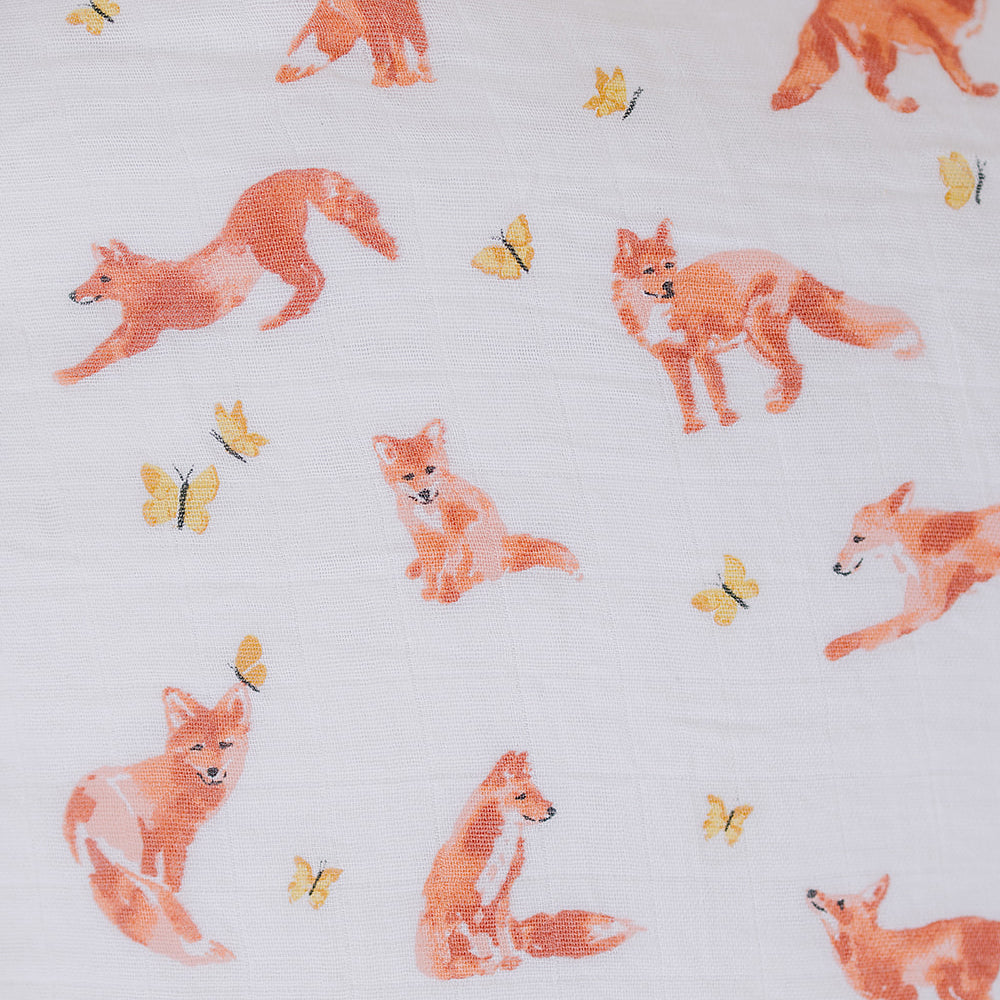 Fox Tales Prairie Oh So Soft Muslin Swaddle Blanket Set Bebe au Lait