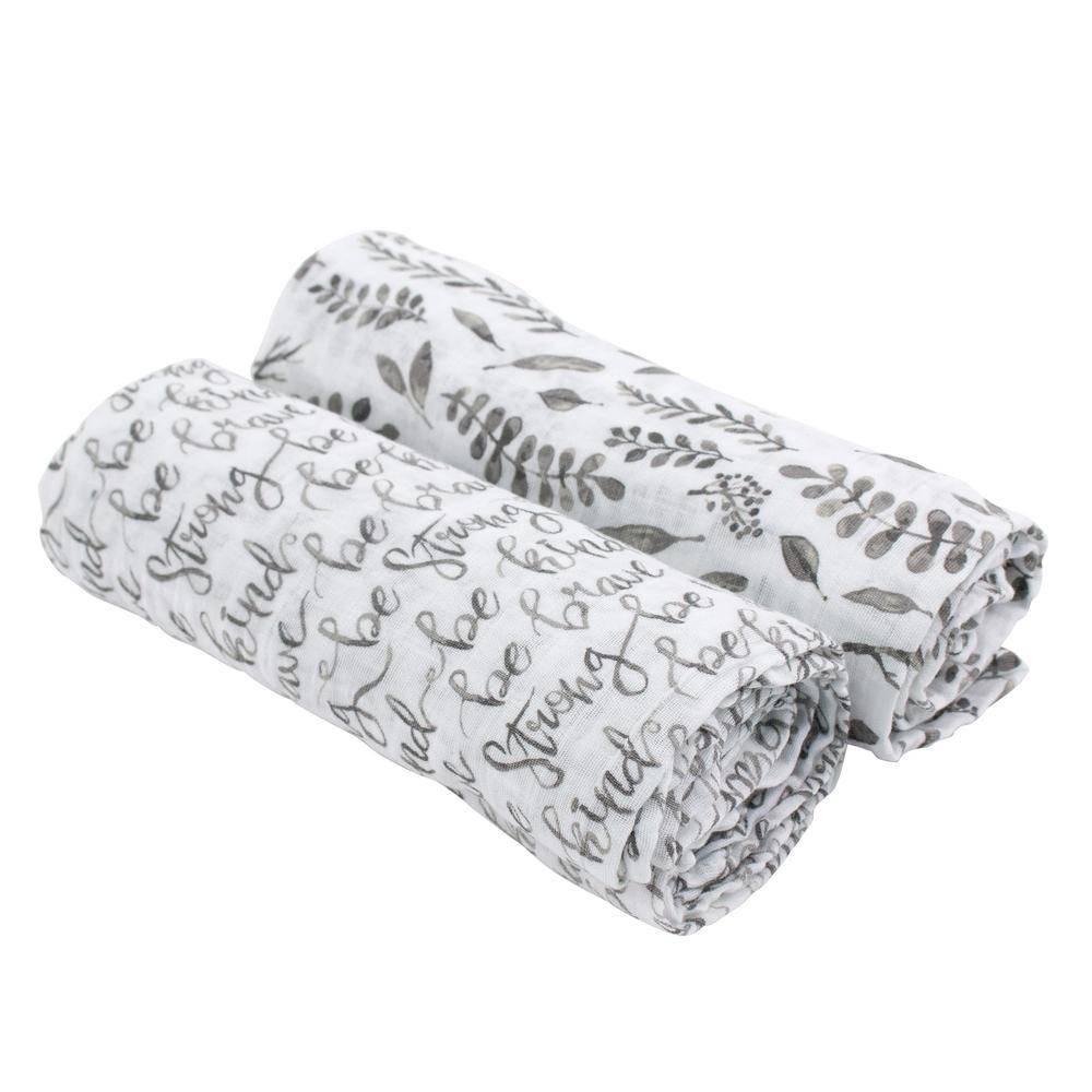 Muslin Swaddle Blanket Set Premium Cotton Just Be Leaves Bebe au Lait