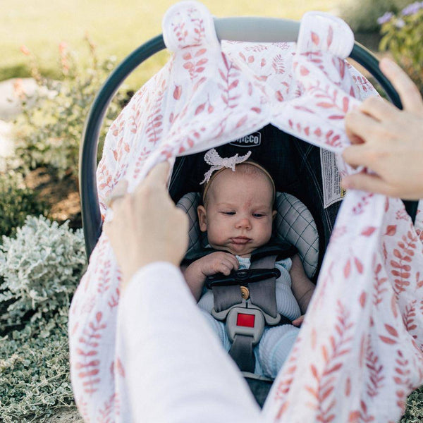 Pink Leaves Car Seat Cover Bebe au Lait